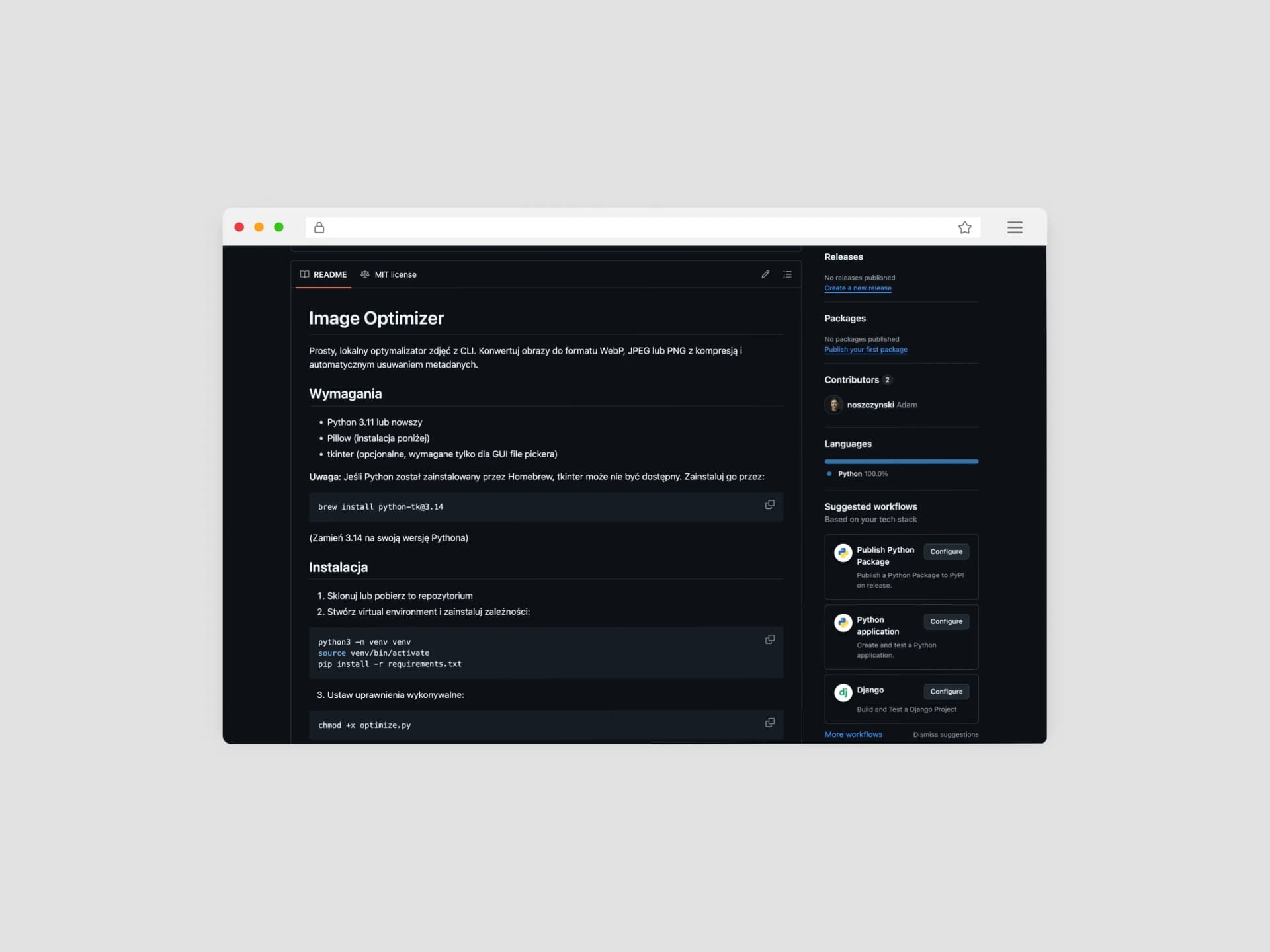 Optymalizator obrazów CLI